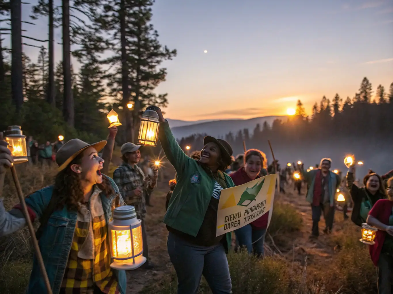 A captivating image of a community event where people are learning about responsible fishing practices and aquatic conservation.