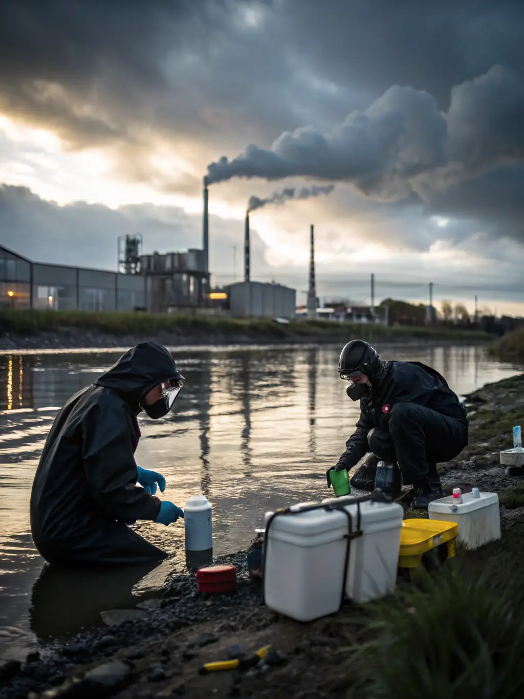 A photo of members learning about water quality monitoring techniques, highlighting educational opportunities and skill development.